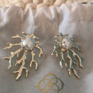 Kendra Scott Coral Earrings in Gold with Pearl
